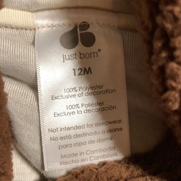 Just Born Size 12 months Reindeer brown costume/onsie - Picture 4 of 8